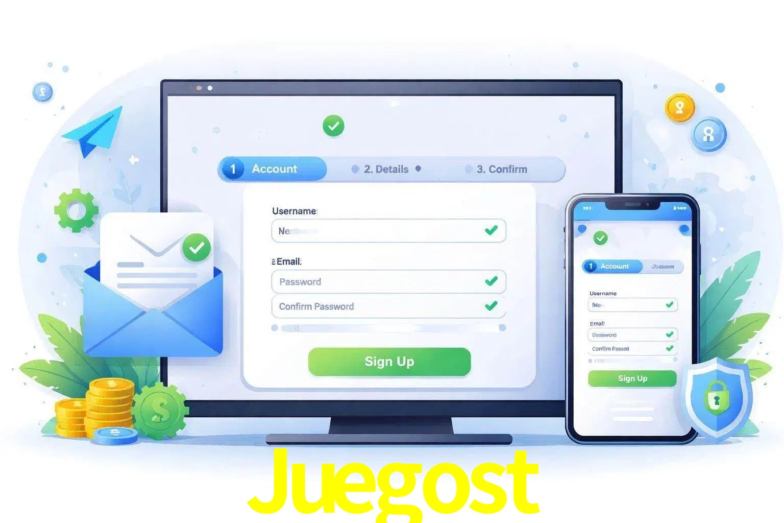 Registro de nuevo usuario y configuración de cuenta Juegost